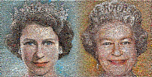 The artwork for the mosaic of Her Majesty The Queen