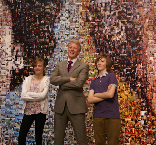 BBC Anchor-man Rob Smith by the Jubilee Mosaic at The Towner Gallery