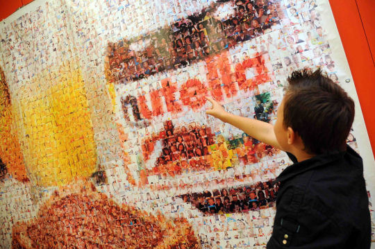 A mosaic hung in the Victoria and Albert Museum as a promotion for Nutella