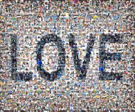 A mosaic showing the word 'Love', made for a family celebration