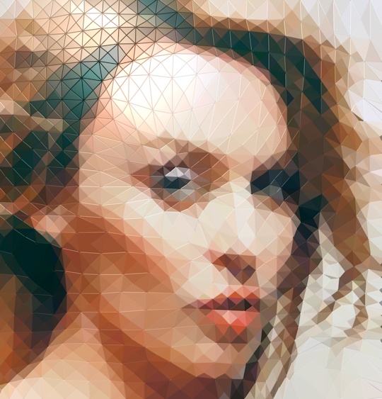 Kylie as a mosaic of computer-generated tiles